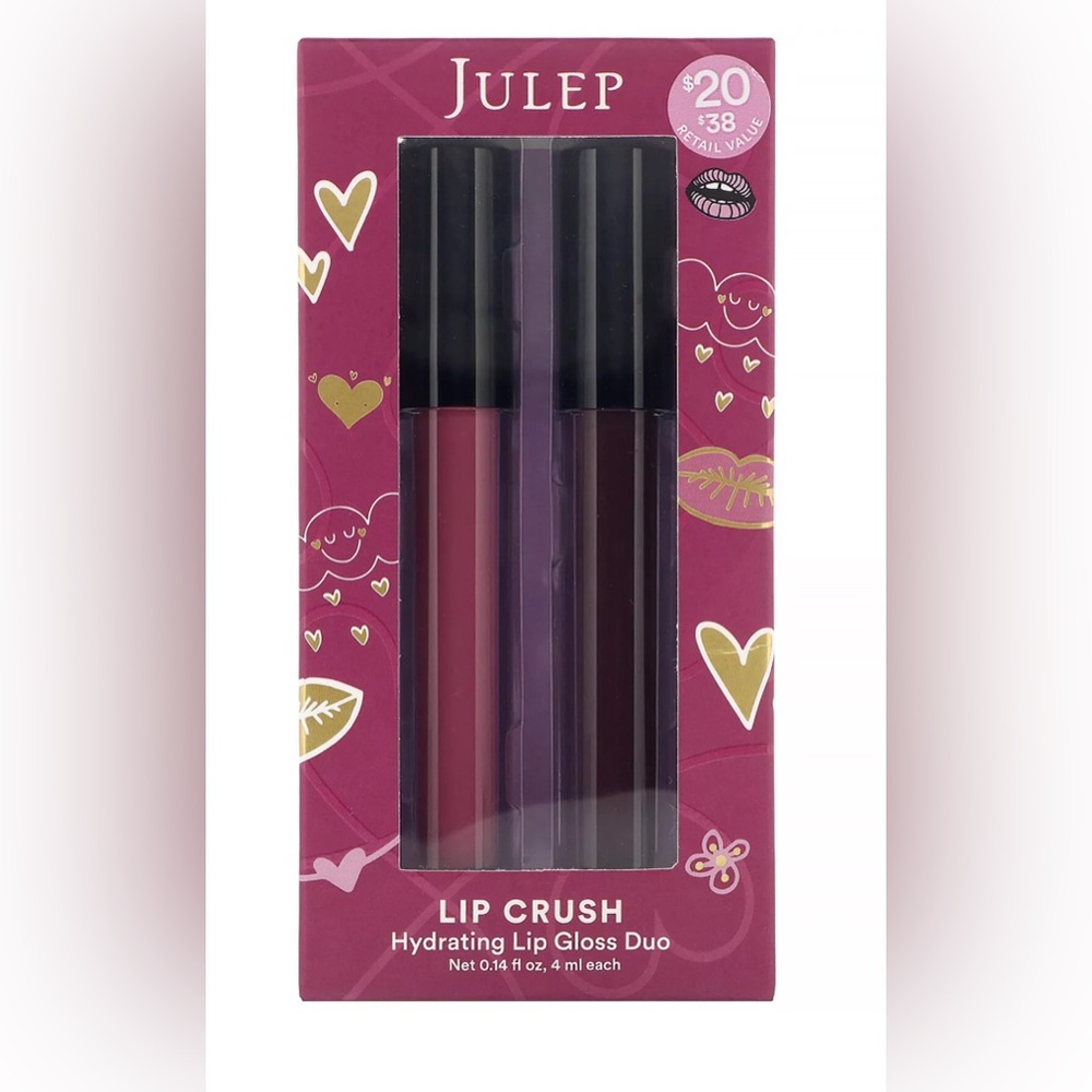 New in Box Julep Lip Crush Hydrating Lip Gloss Duo two full size lip gloss